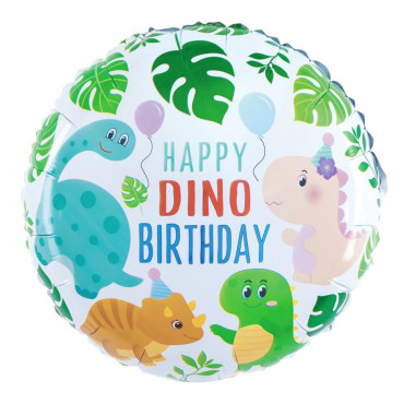 Balon foliowy okrągły Happy Birthday Dinozaury 45cm PP460595