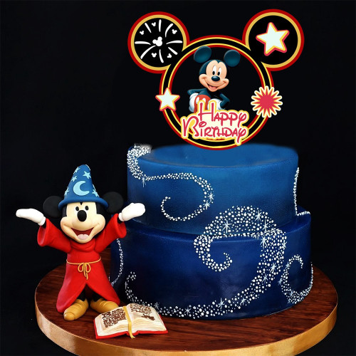 Topper akrylowy na tort urodzinowy okrągły Happy Birthday Mickey 10226