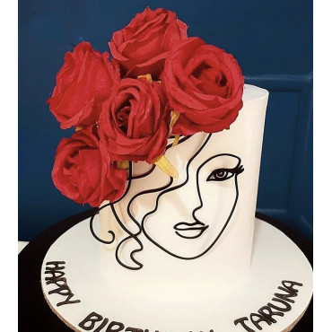 Topper akrylowy na tort Linearny Kobieta 10385
