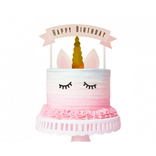 Topper na tort urodzinowy dekoracja papierowa JEDNOROŻEC FJ-DPTJ