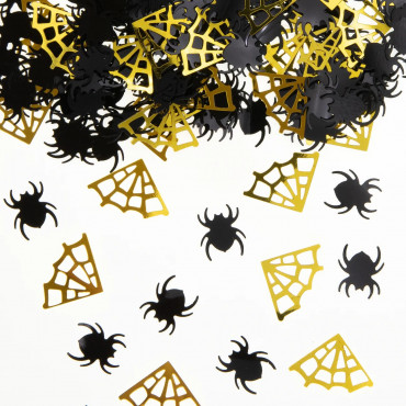Konfetti foliowe Halloween Pająki i pajęczyny złoto-czarne 15g 512520