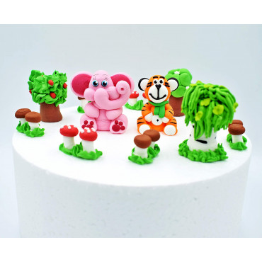 Figurki cukrowe na tort Słoń i Tygrys 3D EX1464