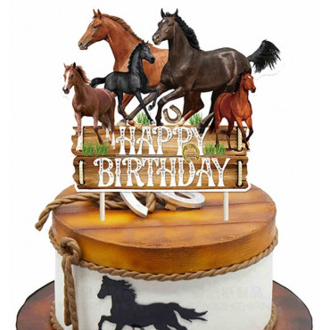 Topper urodzinowy na tort Konie Happy Birthday 10735