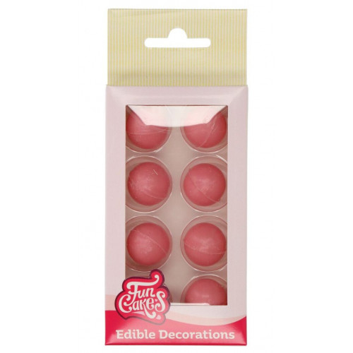 FunCakes Czekoladowe kule 3D do dekoracji matowe Różowe 8szt F50540 bezglutenowy