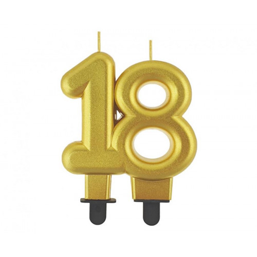 Świeczka urodzinowa złota liczba 18 wys.7,5 cm PF-SCZ18