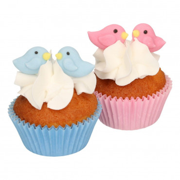 Fun Cakes Cukrowa dekoracja do wypieków Ptaszki Niebieskie i Różowe 16 sztuk F50150