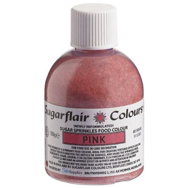 Sugarflair Posypka cukrowa Kryształowy pył Różowy Pink 100g H232T