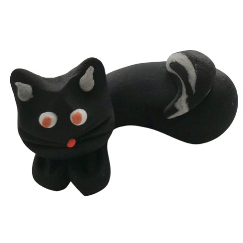 Figurka cukrowa Kot Czarny leżący 3D ręcznie wykonana dekoracja na tort 11066