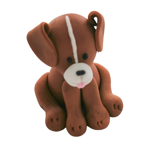 Figurka cukrowa Pies siedzący brązowy 3D ręcznie wykonana dekoracja na tort 11074