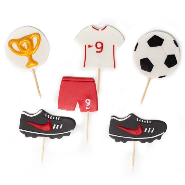 Piłkarskie dekoracje na tort Zestaw piłkarski 2D EX4359