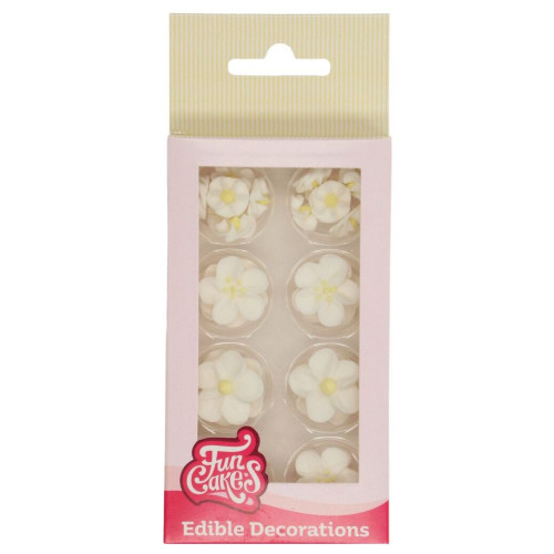 Fun Cakes Cukrowa dekoracja do wypieków Białe Kwiaty 32szt F50575 bezglutenowy