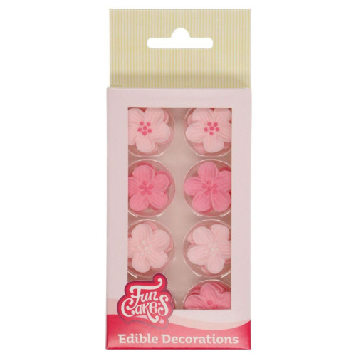 Fun Cakes Cukrowa dekoracja do wypieków Różowe Kwiaty 24szt F50595 bezglutenowy