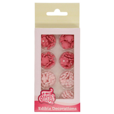 Fun Cakes Cukrowa dekoracja do wypieków Mini Różowe Kwiaty 64szt F50565 bezglutenowy