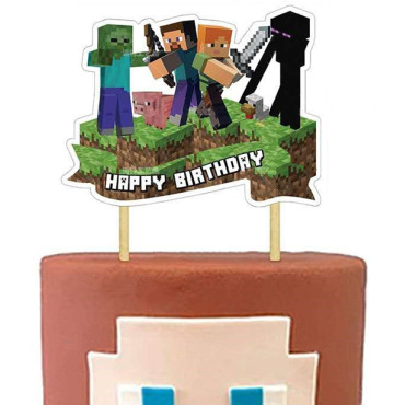 Topper urodzinowy na tort Minecraft Happy Birthday 11214