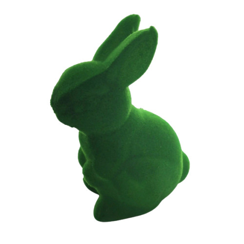 Figurka do dekoracji flokowany zajączek 3D zielony VJ7248