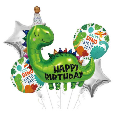 Zestaw balonów foliowych Dinozaury Happy Birthday 5 sztuk Amigo