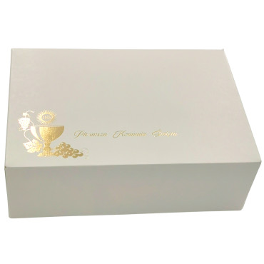 Pudełko na ciastka wypieki ecru I Komunia Święta 22cmx15,5cmx7,5cm