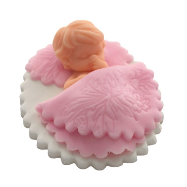 Figurka cukrowa na tort dzidzia dziecko pod kocykiem 3D Różowe 11479