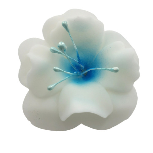 Kwiat na tort Magnolia cukrowa Biała z niebieskim środkiem 6cm 11499