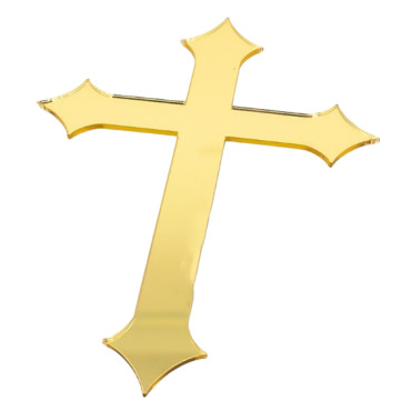 Topper akrylowy złoty na bok tortu Krzyż 11518