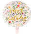 Balon foliowy Happy Birthday jasny różowy w kwiaty FB48