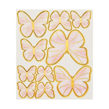 Toppery do dekoracji wypieków Motyle Złoto Różowe 1898 10szt