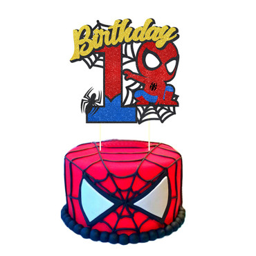 Brokatowy topper urodzinowy na tort Spider Man Birthday "1" 11641