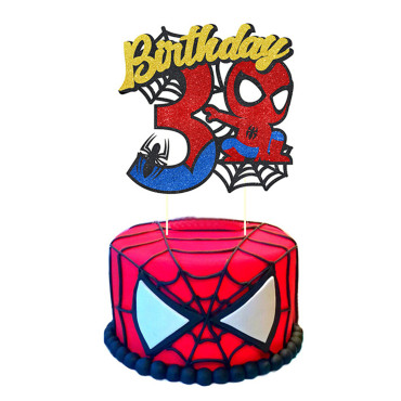 Brokatowy topper urodzinowy na tort Spider Man Birthday "3" 11643