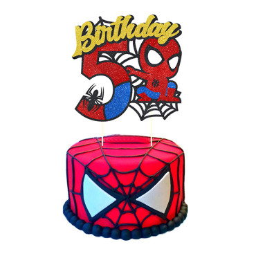 Brokatowy topper urodzinowy na tort Spider Man Birthday "5" 11645