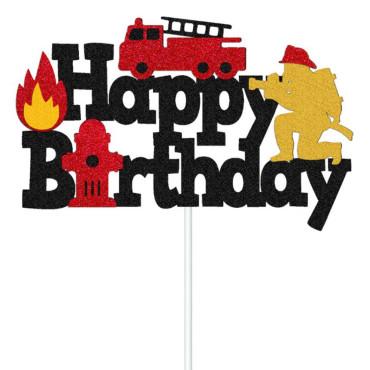 Topper do dekoracji ciast Happy Birthday Strażak Straż Pożarna 11651