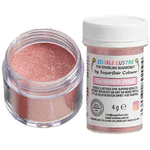 Sugarflair Barwnik pudrowy brokat błyszczący do pyłkowania malowania Shimmer Pink E7038