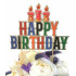 Topper brokatowy urodzinowy na tort Srebrne świeczki Happy Birthday 11741