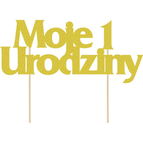 Topper brokatowy urodzinowy na tort Moje 1 urodziny PF-TM1U