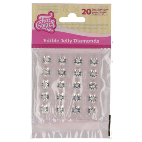 Fun Cakes Żelkowe diamenty kryształy do dekoracji wypieków Bezbarwne 20szt F51825