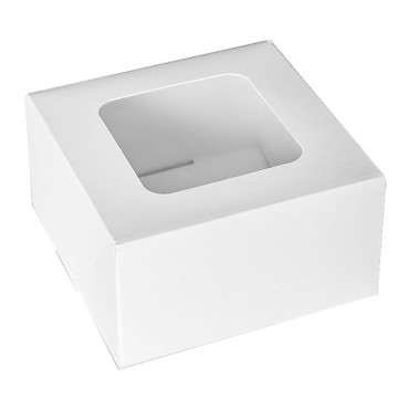Pudełko białe z okienkiem na ciastka 13x13x7cm 47191