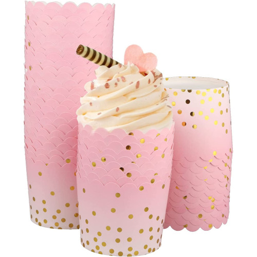 Sweet Baking Papilotki kubeczki papierowe do pieczenia Cieniowane różowe ze złotymi kropkami 50szt 11850