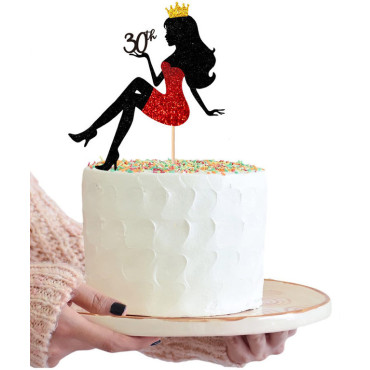 Topper brokatowy na tort Dziewczyna Kobieta 30th 11856