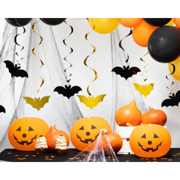 Dekoracyjne świderki na Halloween Nietoperze Czarne i Złote 512571