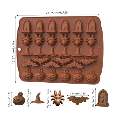 Forma silikonowa do robienia czekoladek Halloween Pająki nietoperze dynie 11979