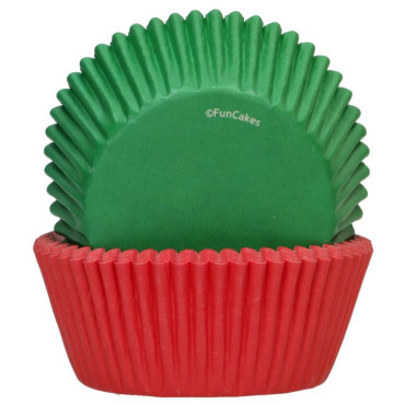 Fun Cakes Papilotki do pieczenia babeczek Czerwono zielone 48szt F84350