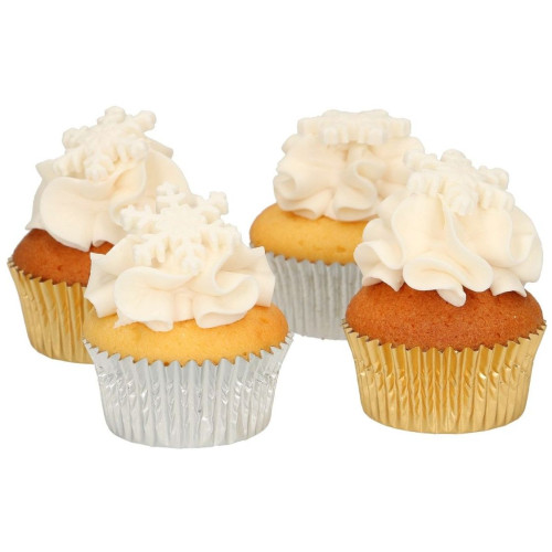 Fun Cakes Cukrowa dekoracja do wypieków Śnieżynki białe 12 sztuk F50270