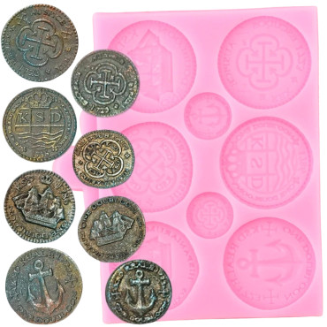 Forma silikonowa do dekoracji z masy cukrowej monety 12212