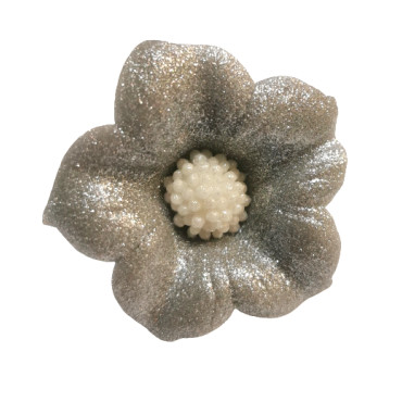 Kwiat cukrowy do dekoracji wypieków Dzwonek mały Srebrny 4,5cm 12254