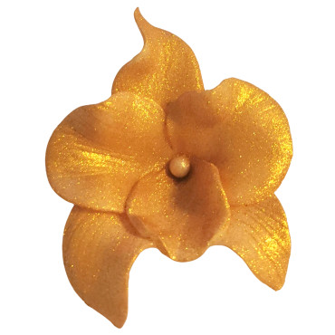 Kwiat cukrowy do dekoracji wypieków Orchidea Złota 7cm 12261