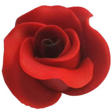 Kwiat cukrowy do dekoracji wypieków Róża czerwona z czarnym środkiem 6cm 12262
