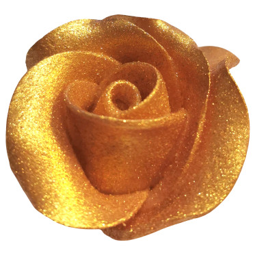 Kwiat cukrowy do dekoracji wypieków Róża Złota 6cm 12266