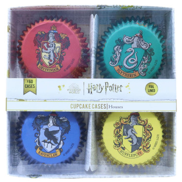 Papilotki do pieczenia babeczek foliowane Domy Hogwartu Harry Potter 60szt HPH202 PME