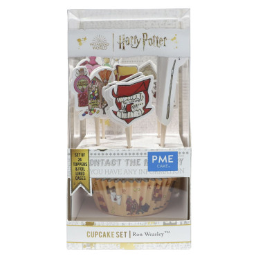 Papilotki do pieczenia babeczek foliowane z pikerami Ron Weasley 48szt HPM218 PME Harry Potter