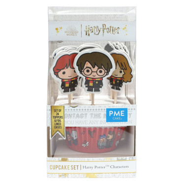 Papilotki do pieczenia babeczek foliowane z pikerami Postacie Harry Potter 48szt HPC213 PME