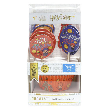 Papilotki do pieczenia babeczek foliowane z pikerami świecącymi w ciemności Troll w lochu 48szt HPC215 PME Harry Potter
